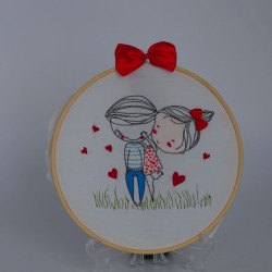 Tableau broderie sur cadre artisanal